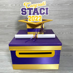 Graduation Card Box - Purple, Yellow Gold 10x10
