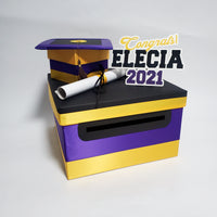 Purple, Black, Old Gold Graduation Card Box