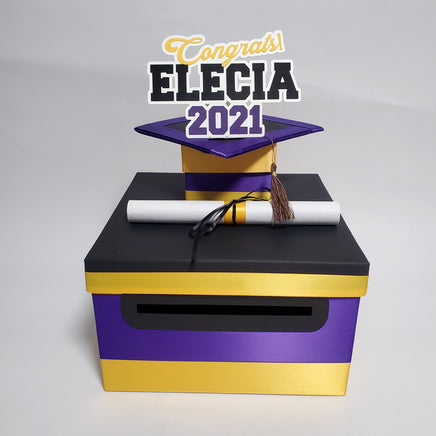 Purple, Black, Yellow Gold Graduation Money Box
