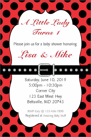 Little Ladybug 1st Birthday Party Invite