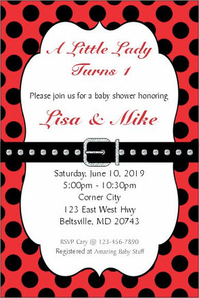 Little Ladybug 1st Birthday Party Invite