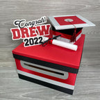 Graduation Card Box - Red, Black, Gray 10x10