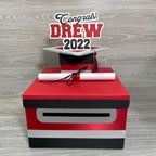 Graduation Card Box - Red, Black, Gray 10x10