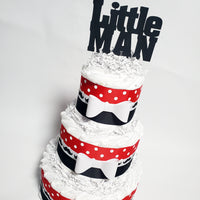 Little Man Diaper Cake Centerpieces - Red, Black
