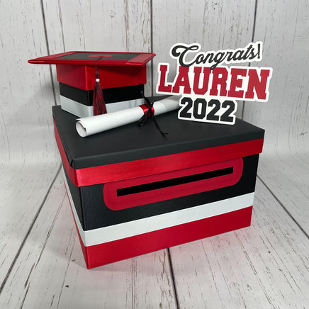 Black, Red, & White 10x10 Graduation Card Box