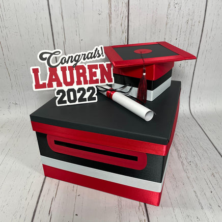 Black, Red, & White 10x10 Graduation Card Box