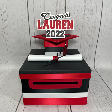 Black, Red, & White 10x10 Graduation Card Box