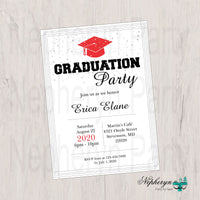 Red and Black Graduation Party Invitation
