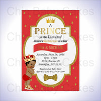 Red & Gold Little Prince Baby Shower Invite