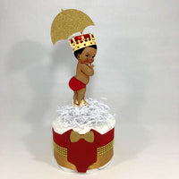 Little Prince Diaper Cake Centerpieces - Red, Gold
