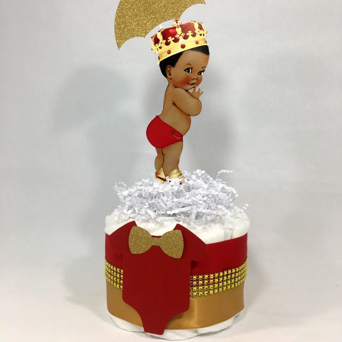 Little Prince Diaper Cake Centerpieces, Red, Gold