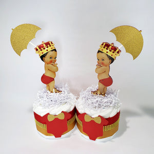 Red and Gold Little Prince Mini Diaper Cakes