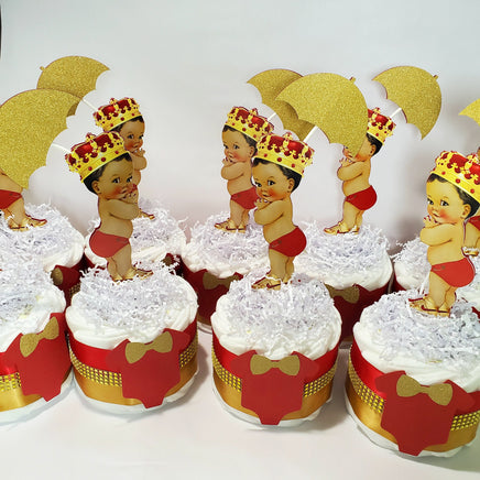 Red and Gold Little Prince Diaper Cake Set