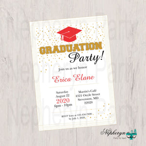 Red and Gold Graduation Party Invite