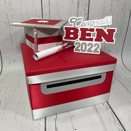 Red, Silver, & White 10x10 Graduation Card Box