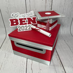 Red, Silver, & White 10x10 Graduation Card Box