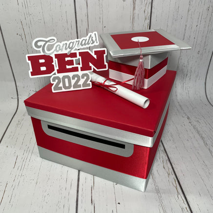 Red, Silver, & White 10x10 Graduation Card Box