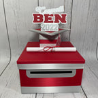 Red, Silver, & White 10x10 Graduation Card Box
