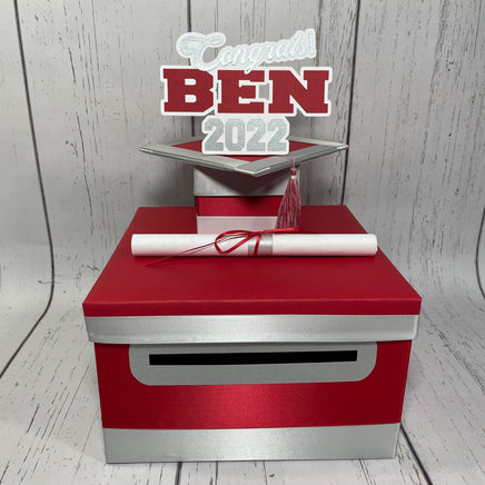 Red, Silver, & White 10x10 Graduation Card Box