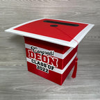 Graduation Cap Card Box - Red, White, Black 8x8
