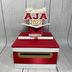 Red, White & Old Gold Graduation Card Box