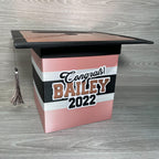 Rose Gold, Black, & White Graduation Card Box