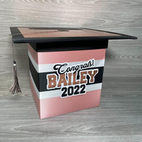 Rose Gold, Black, & White Graduation Card Box
