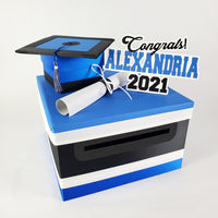 Royal Blue & Black Graduation Card Box