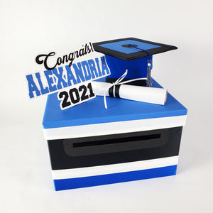 Royal Blue & Black Class of 2021 Graduation Card Box