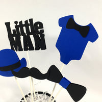 Little Man Centerpiece Sticks - Royal Blue, Black
