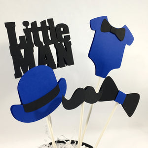 Little Man Centerpiece Sticks - Royal Blue, Black