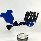 Little Man Centerpiece Sticks - Royal Blue, Black