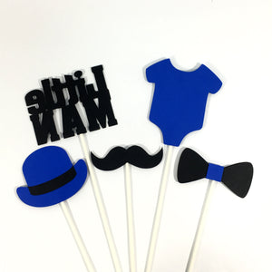 Little Man Centerpiece Sticks - Royal Blue, Black