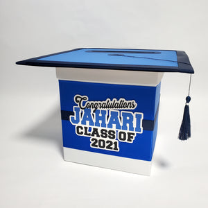 Royal Blue, Navy, White Class of 2021 Graduation Card Box
