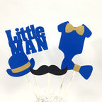 Royal Blue & Gold Little Man Centerpiece Sticks