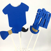 Little Man Centerpiece Sticks - Royal Blue, Gold