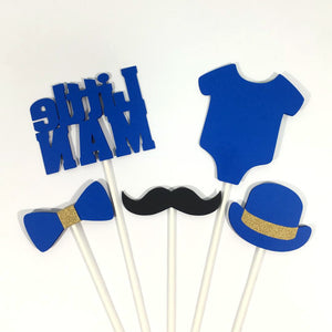 Little Man Centerpiece Sticks - Royal Blue, Gold