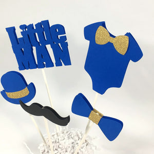 Little Man Centerpiece Sticks - Royal Blue, Gold