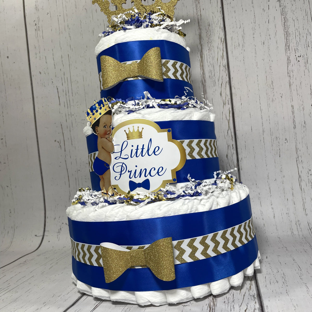 Little Prince Diaper Cake, Blue, Gold