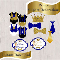 Little Prince Party Decorations, Royal Blue & Gold