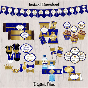 Royal Blue & Gold Little Prince Decoration Pack, Instant Download
