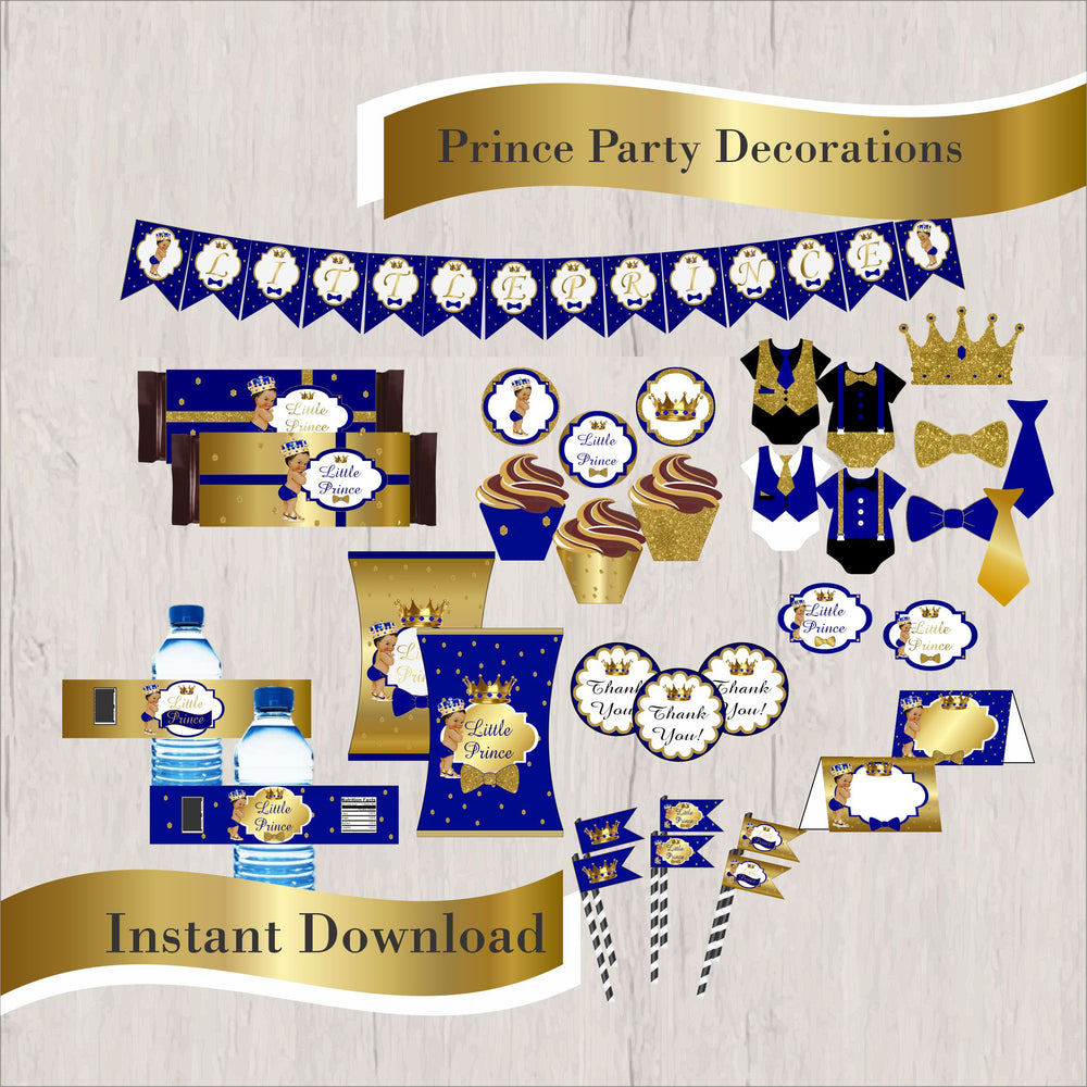 Little Prince Party Decorations, Royal Blue & Gold