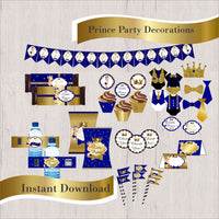 Little Prince Party Decorations, Royal Blue & Gold
