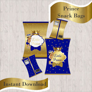 Royal Blue & Gold Little Prince Chip Bags, Brown