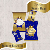 Royal Blue & Gold Little Prince Chip Bags, Curly
