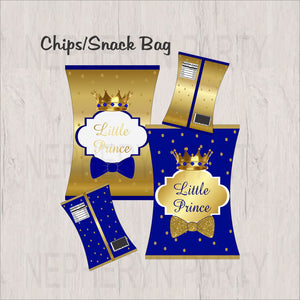 Royal Blue & Gold Little Prince Chip Snack Bags