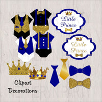 Royal Blue & Gold Little Prince Clipart Decorations
