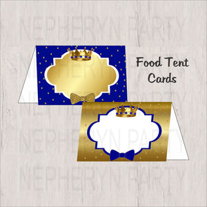 Royal Blue & Gold Little Prince Food Tent Cards