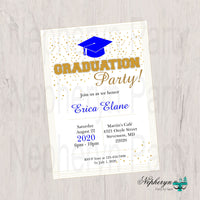 Blue and Gold Graduation Party Invite