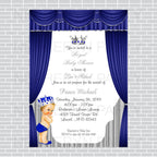 Royal Blue and Silver Little Prince Baby Shower Invite, Blonde